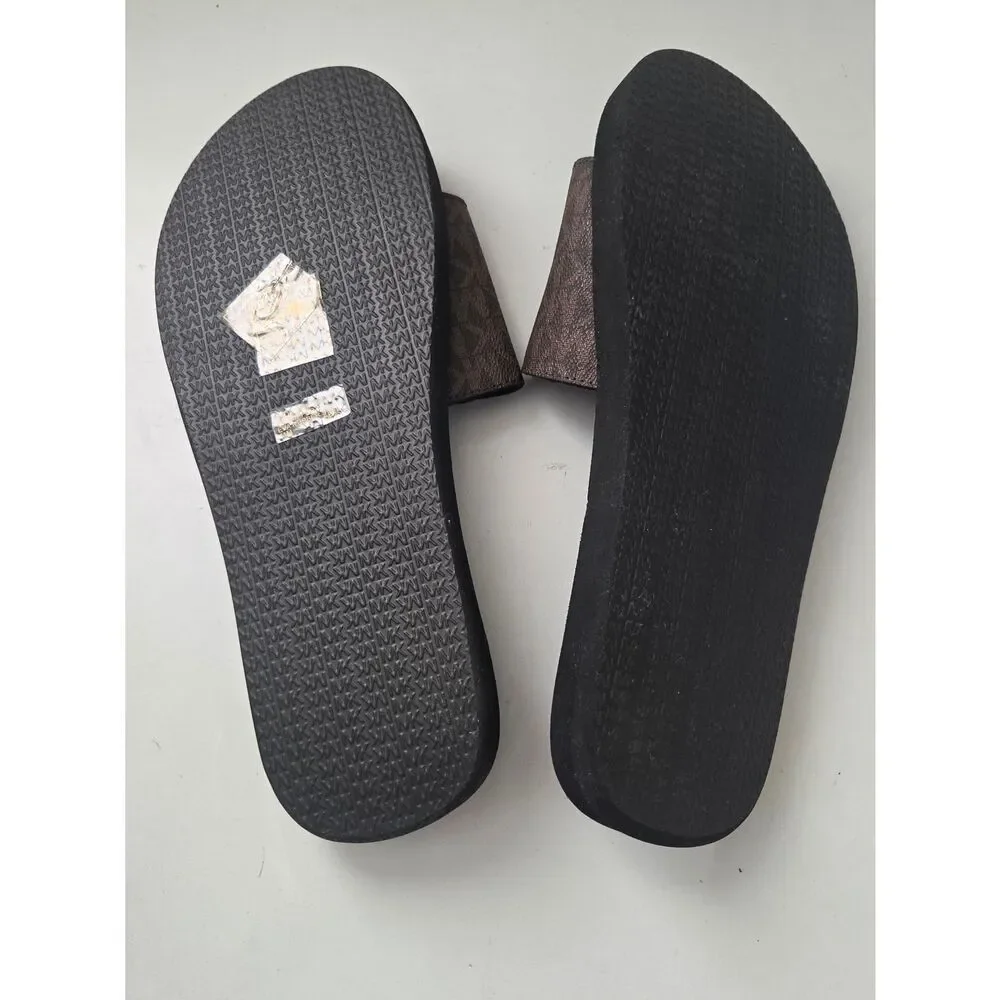 Michael Kors Brown Logo Slide Sandals